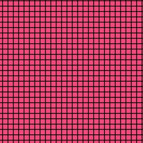 Small Grid Pattern - Deep Pink and Black