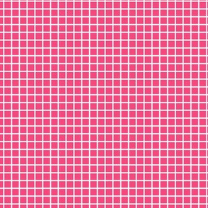 Small Grid Pattern - Deep Pink and White
