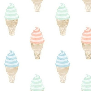 soft serve - ice cream cones  pastels on white C21