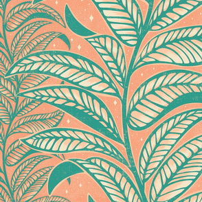 Tropical Vine - extra large - peach & teal