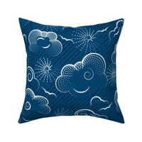 Cloudy Liquid Sunshine- Boho Weather Forecast- Denim Blue- Large Scale