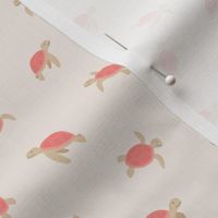 Tiny little turtles sweet swimming ocean life wild animals for kids cream peach coral 