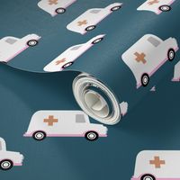 Little Ambulance and first aid medical theme nurse design navy