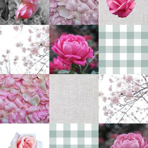 Pink roses wholecloth patchwork blanket