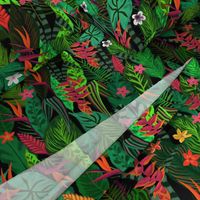 Tropical Nights Deep Maximalist Vibrant Dark Green Rain Forest (L)