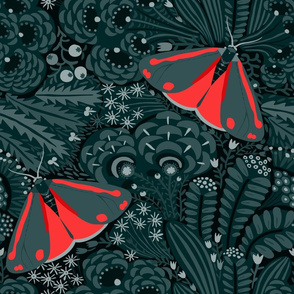 Cinnabar  moth - Moody floral pattern - medium