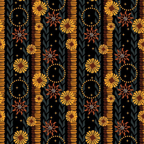 Moody Tropical / Abstract / Jungle / Black Orange / Medium