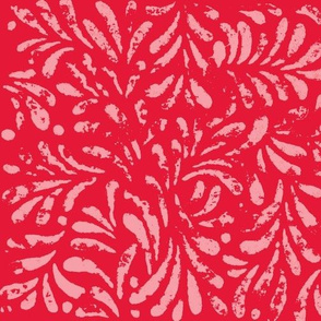 Modern Leafy Lace in pink and red