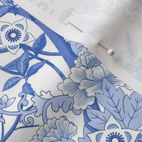 Parrots and Peonies Chinoiserie Blue Small