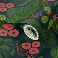 Moody Tropical Floral - Pink Green - Large 