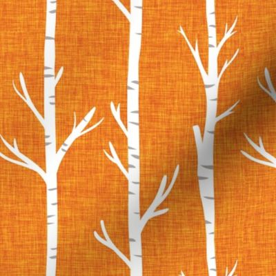 orange linen birch trees