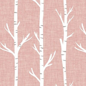pink linen birch trees