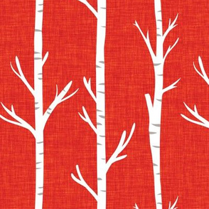 red linen no. 2 birch trees