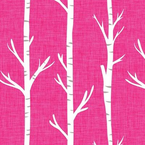 hot pink linen birch trees