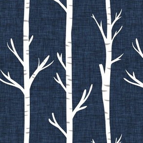 navy linen no. 2 birch trees