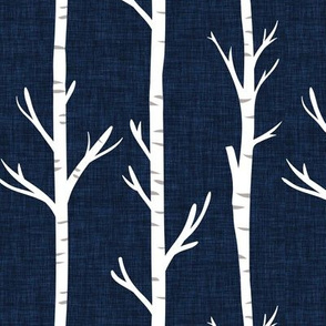 navy linen no. 3 birch trees