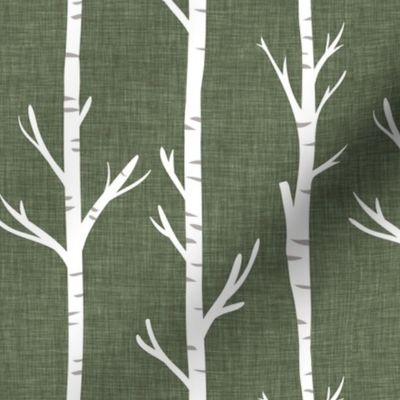 sage linen birch trees