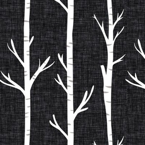 dark charcoal linen birch trees