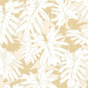 Monstera Jungle - Tropical leaves - jumbo design - tonal Cream