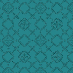 Stitched Tile - Bright Teal, Dark - Large