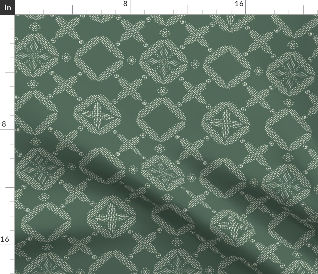 Stitched Tile - Dusty Evergreen - Large