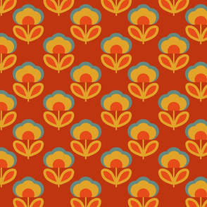 Orange 70's Floral