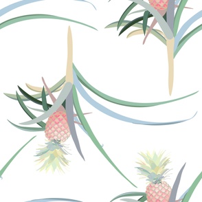 Pineapple in Pink Large Scale Wallpaper