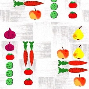 Assorted fruit and vegetables_handdrawn