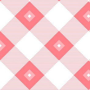 Tartan, Middle diagonal with horizontal stripes, coral squares