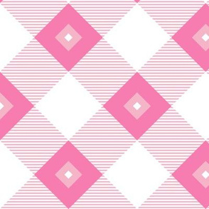 Tartan, Middle diagonal with horizontal stripes, pink squares