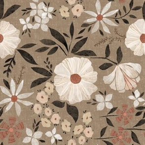Paper Cut Flower Garden in Rose Brown - (Rotated)