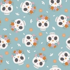 (S Scale) Dia de los Muertos | Mexican Day of the Dead | Boho Pattern on Blue