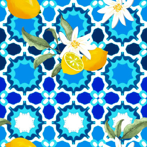 Summer,mosaic,citrus,lemon fruit pattern 