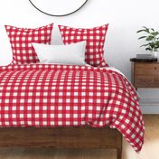 Cherry on Light Cream Cross Hatch Plaid