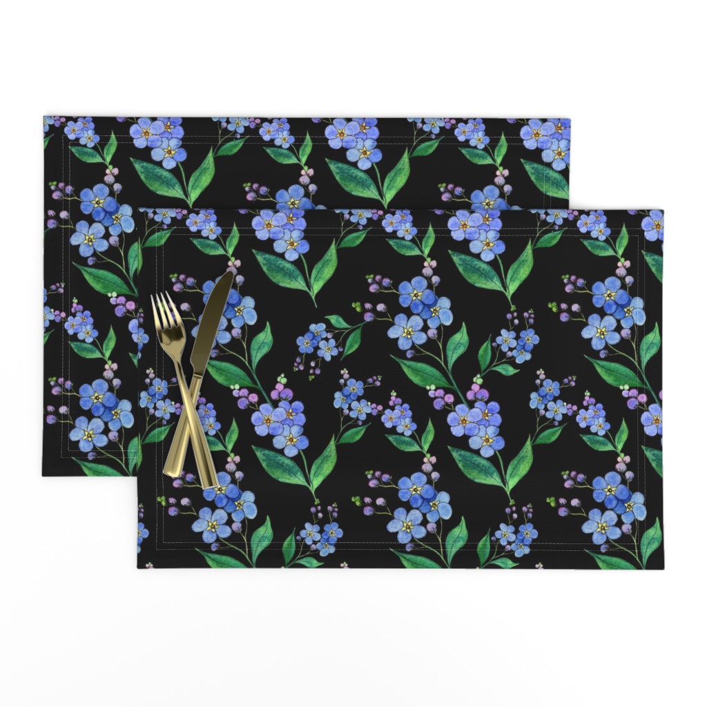 forget me not floral pattern on a black