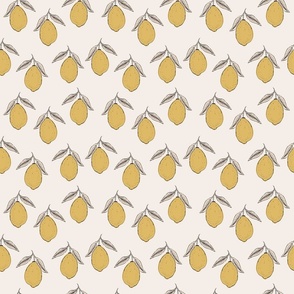 6" Lemons - Small Scale Fruit - Line Art Lemons - Yellow/Cream