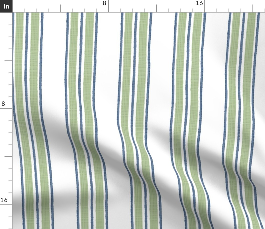 Green Blue on White Anderson Stripe
