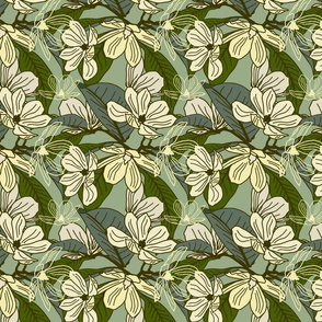 Moody Magnolias on Light green