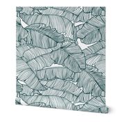 Banana Leaf - Teal Outlines, 24x21.75in repeat scale,