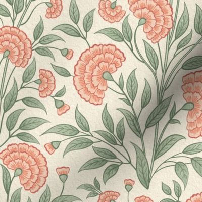 Carnations Arts and Crafts Trailing Floral in Peach Fuzz pancoty2024 Medium 