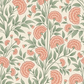 Carnations Arts and Crafts Trailing Floral in Peach Fuzz pancoty2024 Medium 