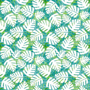 Hawaiian Leaves Teal And Green Small