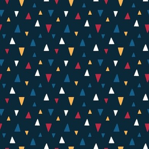 Abstract Triangles - Multicolor on Navy Blue (small scale)