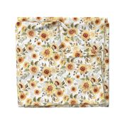 Large / Sunflower Floral / White