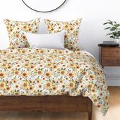 Large / Sunflower Floral / White