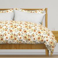Large / Sunflower Floral / White