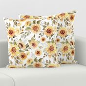 Large / Sunflower Floral / White