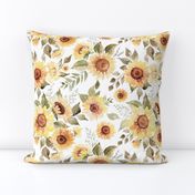 Large / Sunflower Floral / White