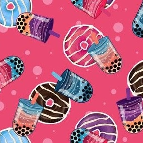 Galaxy Bubble Teas _ Donuts - Pink