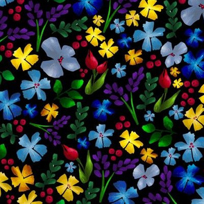 Country Wildflowers Black Small